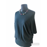 Bluzka kimonowa z dekoltem w łódkę - uniwersalny kolor czarny